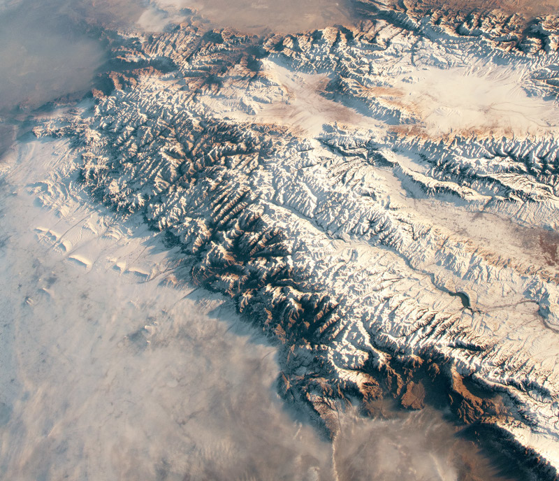 Imagem tirada por um astronauta na Estação Espacial International do Deserto Taklimakan, Ásia Central / Foto: NASA