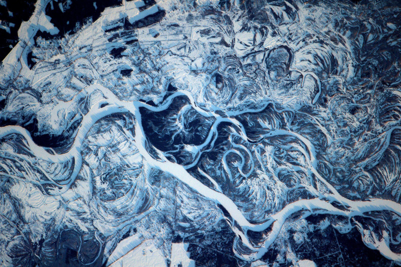 Foto tirada da Estação Espacial Internacional do rio Dnieper, na Rússia / Foto: NASA