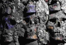 Arqueólogos descobrem torre asteca feita com crânios humanos